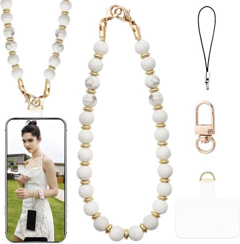 Beaded Phone Charm Strap Phone Wrist Strap Handmade Cellphone Lanyard with Tether Tab Wristlet Bracelet Phone Chain Strap in Saudi Arabia