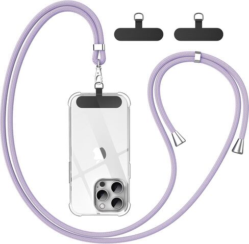 Phone Lanyard, 2× Patches, 1× Polyester Adjustable Strap, Adjustable and Removable Universal Cell Phone Multifunctional Patch Lanyards Compatible with Most Smartphones-Black in Saudi Arabia