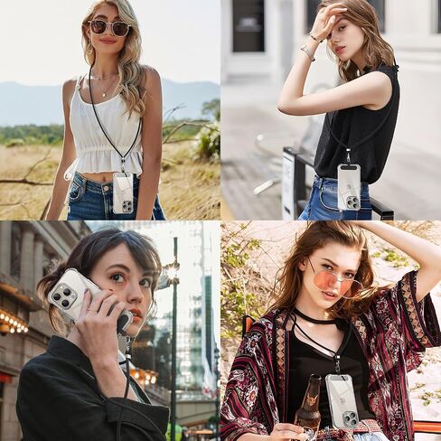 Phone Lanyard, 2× Patches, 1× Polyester Adjustable Strap, Adjustable and Removable Universal Cell Phone Multifunctional Patch Lanyards Compatible with Most Smartphones-Black in Saudi Arabia