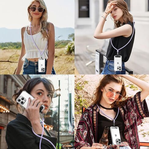 Phone Lanyard, 2× Patches, 1× Polyester Adjustable Strap, Adjustable and Removable Universal Cell Phone Multifunctional Patch Lanyards Compatible with Most Smartphones-Black in Saudi Arabia