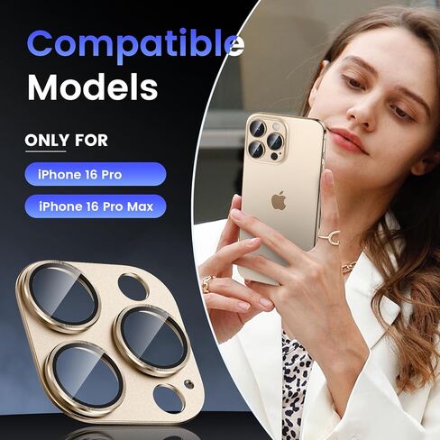 Tensea for iPhone 16 Pro/iPhone 16 Pro Max/iPhone 15 Pro/iPhone 15 Pro Max Camera Lens Protector, Metal Aluminum Alloy Tempered Glass Cover Camera Screen Protector Accessories, Case Friendly in Saudi Arabia
