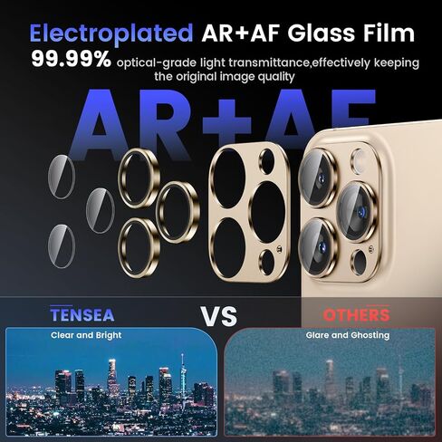 Tensea for iPhone 16 Pro/iPhone 16 Pro Max/iPhone 15 Pro/iPhone 15 Pro Max Camera Lens Protector, Metal Aluminum Alloy Tempered Glass Cover Camera Screen Protector Accessories, Case Friendly in Saudi Arabia