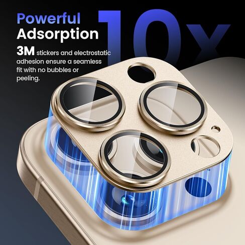 Tensea for iPhone 16 Pro/iPhone 16 Pro Max/iPhone 15 Pro/iPhone 15 Pro Max Camera Lens Protector, Metal Aluminum Alloy Tempered Glass Cover Camera Screen Protector Accessories, Case Friendly in Saudi Arabia