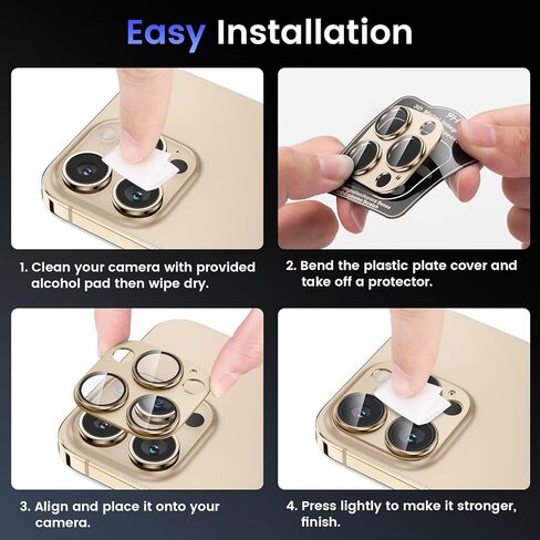 Tensea for iPhone 16 Pro/iPhone 16 Pro Max/iPhone 15 Pro/iPhone 15 Pro Max Camera Lens Protector, Metal Aluminum Alloy Tempered Glass Cover Camera Screen Protector Accessories, Case Friendly in Saudi Arabia