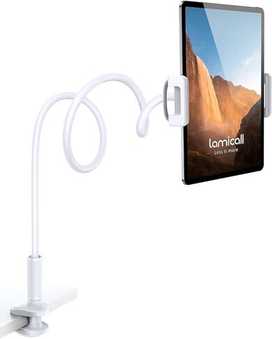 Lamicall Gooseneck Tablet Mount Holder for Bed - Flexible Tablet Arm Clamp for Bed Compatible with Pad Mini 7.9, Air 9.7, Pro 10.5, Kindle, Switch, Galaxy Tabs, More 4.7-11" Device - Black in Saudi Arabia