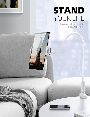 Lamicall Gooseneck Tablet Mount Holder for Bed - Flexible Tablet Arm Clamp for Bed Compatible with Pad Mini 7.9, Air 9.7, Pro 10.5, Kindle, Switch, Galaxy Tabs, More 4.7-11" Device - Black in Saudi Arabia