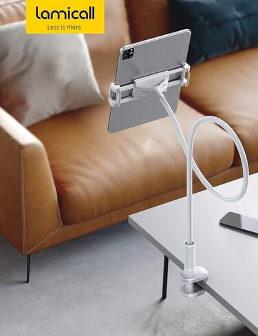 Lamicall Gooseneck Tablet Mount Holder for Bed - Flexible Tablet Arm Clamp for Bed Compatible with Pad Mini 7.9, Air 9.7, Pro 10.5, Kindle, Switch, Galaxy Tabs, More 4.7-11" Device - Black in Saudi Arabia