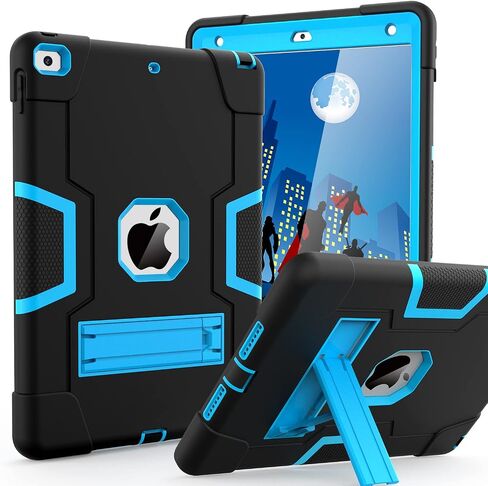 Cantis Case for ipad 9th Generation/ 8th Generation/ 7th Generation, Slim Heavy Duty Shockproof Rugged Protective Case with Built-in Stand for iPad 10.2 inch 2021/2020/2019, Black+Blue in Saudi Arabia