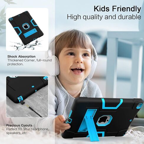 Cantis Case for ipad 9th Generation/ 8th Generation/ 7th Generation, Slim Heavy Duty Shockproof Rugged Protective Case with Built-in Stand for iPad 10.2 inch 2021/2020/2019, Black+Blue in Saudi Arabia