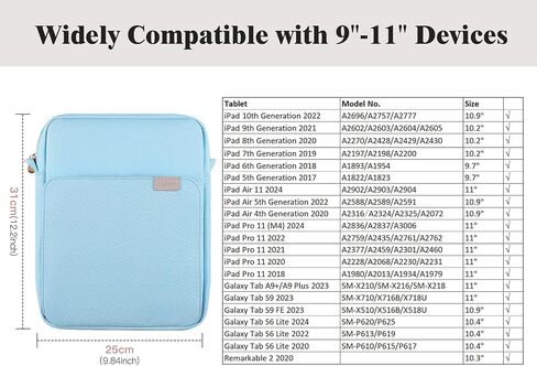 حقيبة كمبيوتر لوحي مقاس 9-11 بوصة من TiMOVO مع حزام كتف لجهاز iPad الجيل العاشر 10.9 بوصة، iPad 9th/8th/7th Gen.10.2 بوصة، iPad Air 11/Air 5th/4th Gen.10.9 بوصة، Galaxy Tab A9+/A9 Plus 11 "، لون القرنفل in Kuwait