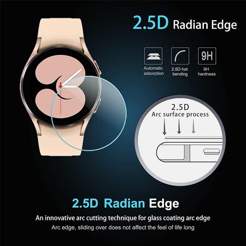 Suoman 4 عبوات لساعة Samsung Galaxy Watch 7 40 مم / Galaxy Watch 6 40 مم / Galaxy Watch 5 40 مم / واقي شاشة Galaxy Watch 4 40 مم، [مناسب تمامًا] واقي زجاجي مقوى لساعة Galaxy Watch 7/6/5/4 (40 مم) in Kuwait