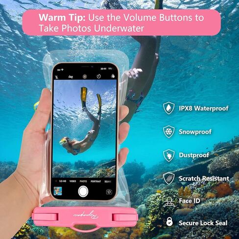 Waterproof Phone Pouch Bag - 7.5in Water Proof Cell Phone Case for Beach Travel Must Haves, Waterproof Phone Holder with Lanyard for iPhone 16 15 14 Pro Max Galaxy S24 S23 Pixel 7a, Cruise Essentials in Kuwait