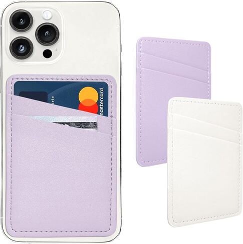 Limvory Phone Wallet Stick On, Leather Phone Card Holder | Credit Card Holder for Phone Case Compatible with iPhone, Samsung and Android - White, Blue in Kuwait