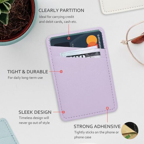 Limvory Phone Wallet Stick On, Leather Phone Card Holder | Credit Card Holder for Phone Case Compatible with iPhone, Samsung and Android - White, Blue in Kuwait