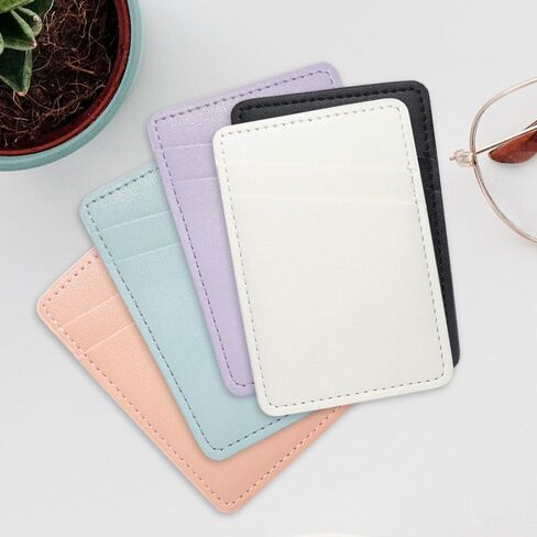 Limvory Phone Wallet Stick On, Leather Phone Card Holder | Credit Card Holder for Phone Case Compatible with iPhone, Samsung and Android - White, Blue in Kuwait