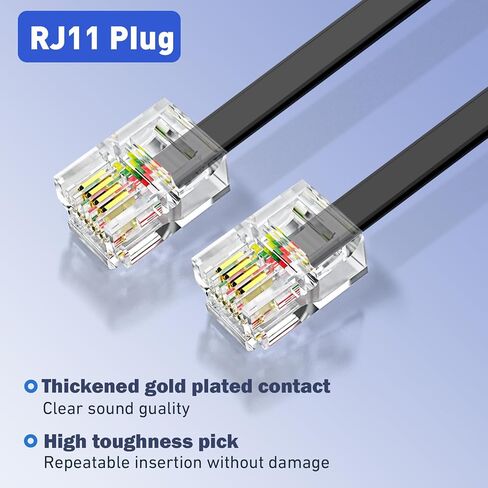 Phone extension Cord 25 Ft, Telephone Cable with Standard RJ11 Plug and 1 in-Line Couplers and 20 Cable Clip Holders, White in Saudi Arabia