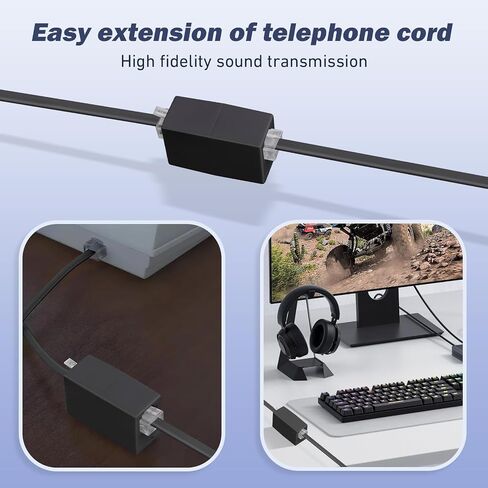 Phone extension Cord 25 Ft, Telephone Cable with Standard RJ11 Plug and 1 in-Line Couplers and 20 Cable Clip Holders, White in Saudi Arabia