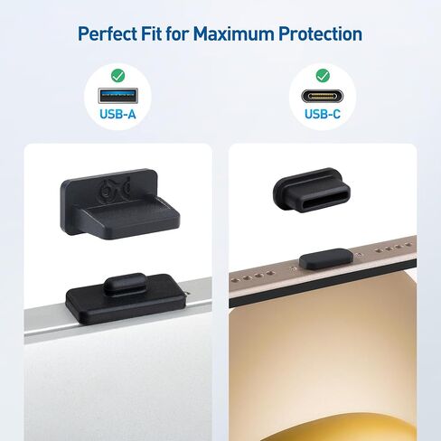 مجموعة أغطية منافذ USB-C وUSB من Cable Matters - 10 أغطية منافذ USB-A و10 أغطية منافذ USB C باللون الأسود (غطاء غبار USB، أغطية USB C، غطاء USB مضاد للغبار، قابس حماية USB-C) in Saudi Arabia