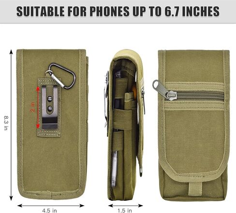 Dual Phone Holster,Belt Phone Pouch, Large Smartphone Pouch Cell Phone Holder, Multi-Purpose Tactical Phone Pouch, Cell Phone Holder for Work, Hiking, Camping, Barbecue, Rescue (Black, XL) in Kuwait