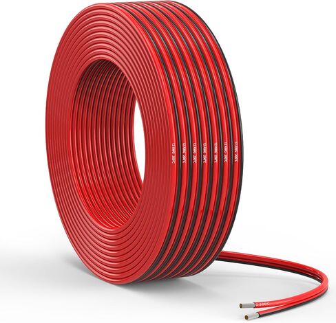 18 Gauge 2 Conductor 15FT Red Black Silicone Parallel Oxygen Free Tinned Copper Electrical Wire for DIY Projects LED Strips Lamps Lighting Home Electrical Automotive Speaker Wire 18/2-15FT in Saudi Arabia