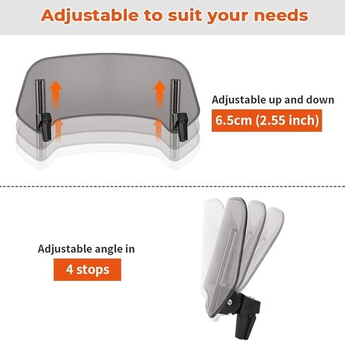 Motoparty Motorcycle Windshield Extension Universal Adjustable Clip on Windscreen extender for Honda Suzuki Kawasaki Yamaha Aprilia Upgrade More Stable Easy to Install (Large,Clear) in Saudi Arabia