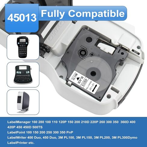 متوافق مع Dymo Labelmanager 160 Refill for Dymo D1 45013 S0720530 D1 شريط صانع الملصقات 12 مم 1/2 بوصة × 23 قدم in Saudi Arabia