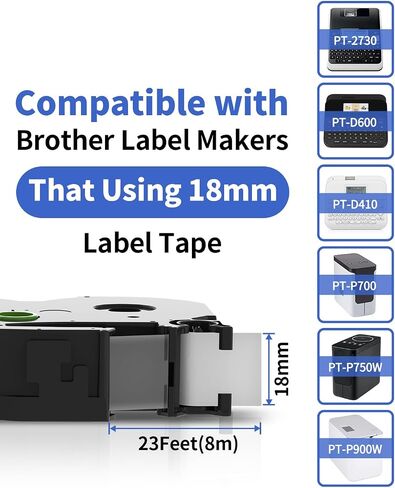 Oozmas TZe-241 TZe241 18mm Label Tape Replacement for Brother Label Maker Tape 18mm 0.7 Inch TZe Tz Laminated White P-Touch Black on White Work with Brother PTD410 PT-D400 D610BT, 3/4 Inch, 4PK in Saudi Arabia