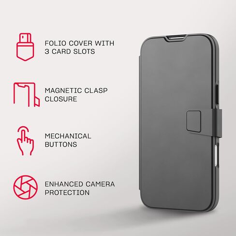 Tech21 EvoLite Wallet for iPhone 16 Pro Max 3 Card Slot Wallet - Impact Protection Case - in Black in Kuwait