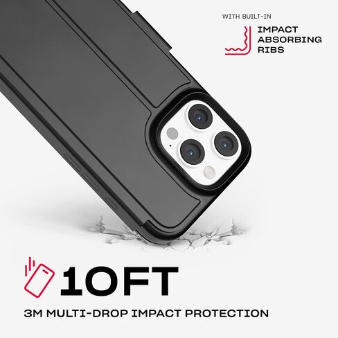 Tech21 EvoLite Wallet for iPhone 16 Pro Max 3 Card Slot Wallet - Impact Protection Case - in Black in Kuwait