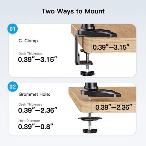 HUANUO Triple Monitor Mount for 17 to 32 inch Screens, Adjustment Gaming Triple Monitor Stand with Swivel, Tilt, Rotation, Clamp & Grommet Kit in Saudi Arabia