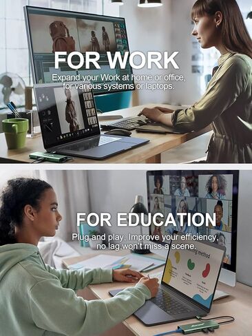 Hiearcool USB C Hub Ethernet,4K@60 USB C to HDMI Hub,8in1 Multi-Port USB C Adapter Type C Dock Dongle Compatible for MacBook Pro Air iPad Dell Lenovo in Kuwait