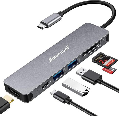 Hiearcool USB C Hub, USB C Multi-Port Adapter for MacBook Pro, 7IN1 USB C to HDMI Hub Dongle Compatible for USB C Laptops and Other Type C Devices (4K HDMI USB3.0 SD/TF Card Reader 100W PD) in Saudi Arabia