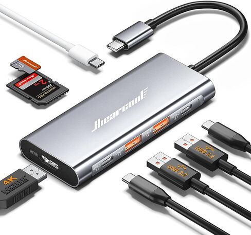 Hiearcool USB C Hub, USB C Multi-Port Adapter for MacBook Pro, 7IN1 USB C to HDMI Hub Dongle Compatible for USB C Laptops and Other Type C Devices (4K HDMI USB3.0 SD/TF Card Reader 100W PD) in Saudi Arabia