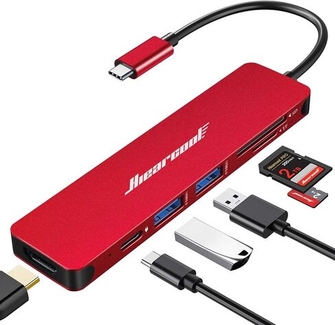 Hiearcool USB C Hub, USB C Multi-Port Adapter for MacBook Pro, 7IN1 USB C to HDMI Hub Dongle Compatible for USB C Laptops and Other Type C Devices (4K HDMI USB3.0 SD/TF Card Reader 100W PD) in Saudi Arabia