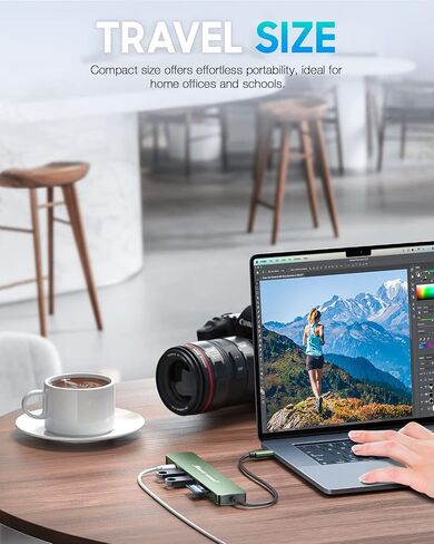 Hiearcool USB C Hub, 7-in-1 USB C Dongle for MacBook, HDMI, PD, Space Grey | Durable aluminum build, plug-and-play setup and easy portability in Saudi Arabia