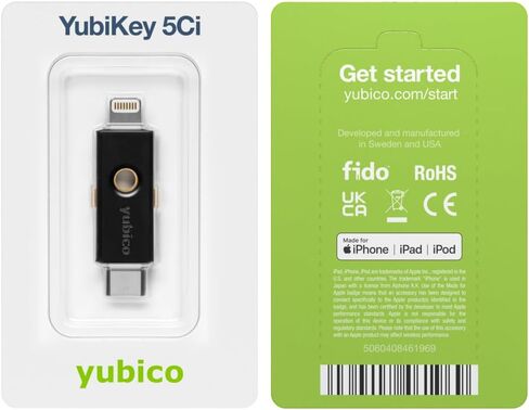 Yubico - YubiKey 5Ci - Two-Factor authentication Security Key for Android/PC/iPhone, Dual connectors for Lighting/USB-C - FIDO Certified in Saudi Arabia