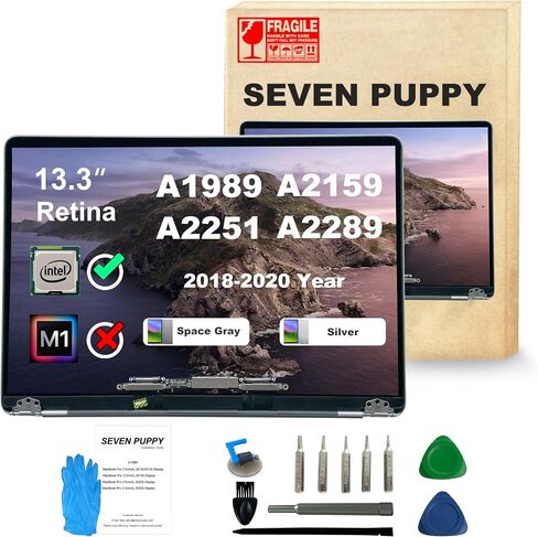 (Space Grey) SEVEN PUPPY Screen Replacement for Pro A1989 A2159 A2289 A2251 2018 2019 2020 Year 13.3" Retina LCD Display Assembly EMC 3214 3358 3301 3456 3348 2560x1600 in Saudi Arabia