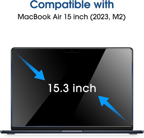 amFilm مصمم لجهاز MacBook Air مقاس 15 بوصة (شريحة M3/شريحة M2، إصدار 2023-2024) واقي شاشة من الزجاج المقوى [بدون فقاعات] [صلابة 9H] [مضاد للخدش] [مضاد لبصمات الأصابع]، عبوة واحدة in Kuwait