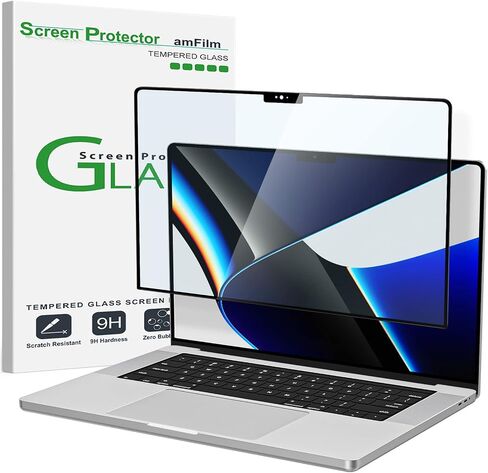 amFilm مصمم لجهاز MacBook Air مقاس 15 بوصة (شريحة M3/شريحة M2، إصدار 2023-2024) واقي شاشة من الزجاج المقوى [بدون فقاعات] [صلابة 9H] [مضاد للخدش] [مضاد لبصمات الأصابع]، عبوة واحدة in Kuwait