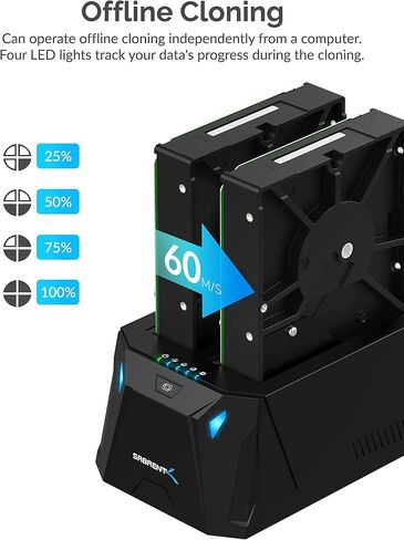 SABRENT USB-C Dual Bay Hard Drive Docking Station & Cloner (EC-CH2B) | 2.5"/3.5" SATA; offline cloning; up to 5Gbps; tool-free installation; hard drive dock; hdd dock; external hard drive dock in Saudi Arabia