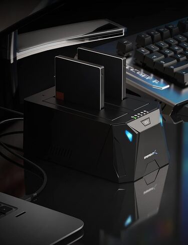 SABRENT USB-C Dual Bay Hard Drive Docking Station & Cloner (EC-CH2B) | 2.5"/3.5" SATA; offline cloning; up to 5Gbps; tool-free installation; hard drive dock; hdd dock; external hard drive dock in Saudi Arabia