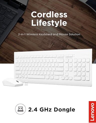 Lenovo 510 Wireless Keyboard & Mouse Combo, 2.4 GHz Nano USB Receiver, Full Size, Island Key Design, Left or Right Hand, 1200 DPI Optical Mouse, GX30N81775, Black in Saudi Arabia