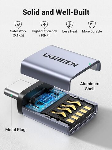 محول UGREEN USB إلى USB C بسرعة 10 جيجابت في الثانية، 2 حزمة محول USB C إلى USB USB C 3.2 Gen 2 ذكر إلى USB A أنثى محول متوافق مع iPhone 16 15 Pro/Samsung/MacBook Pro/Air/iPad Pro، Thunderbolt 4/3، رمادي in Saudi Arabia
