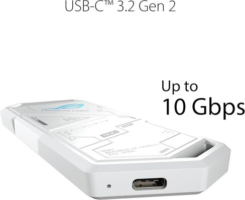 ASUS ROG Strix Arion White M.2 NVMe SSD Enclosure-USB3.2 Gen 2x1 Type-C (10Gbps), Dual USB-C to C & USB-C to A, Screwdriver-Free, Thermal Pads Included, Fits PCIe 2280/2260/2242/2230 M Key/B+M Key in Saudi Arabia