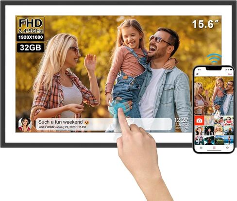 إطار صورة رقمي FRAMEO سعة 32 جيجابايت، إطار صور رقمي واي فاي 10.1 بوصة، شاشة عرض عالية الدقة 1280 × 800 مع مستشعرات للحركة، إعداد سهل لمشاركة الصور أو مقاطع الفيديو في أي مكان عبر تطبيق Frameo APP، قابل للتدوير التلقائي على الحائط in Kuwait