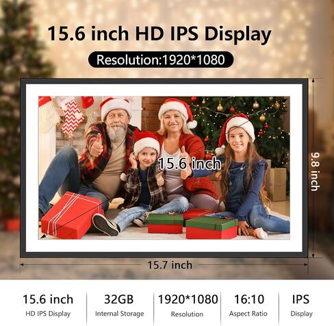 إطار صورة رقمي FRAMEO سعة 32 جيجابايت، إطار صور رقمي واي فاي 10.1 بوصة، شاشة عرض عالية الدقة 1280 × 800 مع مستشعرات للحركة، إعداد سهل لمشاركة الصور أو مقاطع الفيديو في أي مكان عبر تطبيق Frameo APP، قابل للتدوير التلقائي على الحائط in Kuwait