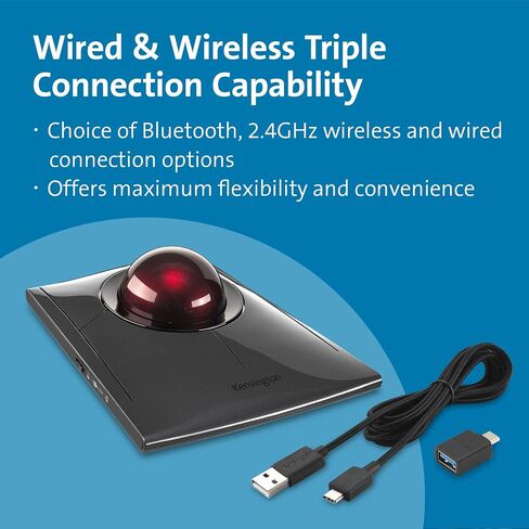 Kensington SlimBlade™ Pro Wireless Trackball, Rechargeable Battery, Bluetooth 2.4GHz Connection Options (K72080WW) in Saudi Arabia