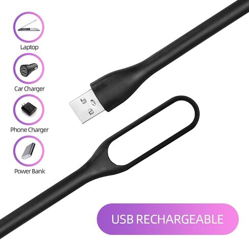USB LED Light Lamp for Power Bank (10 PCS) Portable Eye Care Mini Night Light with Flexible Arm, USB Gooseneck Reading Lamps Book Light,Compatible for Desktop, Notebook Laptop (10-Black) in Kuwait