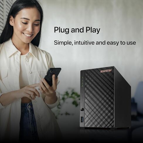 Asustor Drivestor 2 Lite AS1102TL, 2 Bay NAS Enclosure Network Storage, 1.7GHz Quad Core, 1GbE Port, 1GB RAM DDR4, Network Attached Storage for Cloud Storage (Diskless) in Kuwait