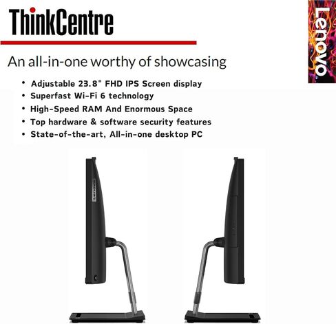 Lenovo ThinkCentre All-in-One Business Computer, 23.8" FHD Display, 12th Gen Intel 6-Core Processor, 16GB RAM, 512GB PCIe SSD, Wi-Fi, HDMI, Webcam, DVD-RW, Windows 11 Pro in Saudi Arabia